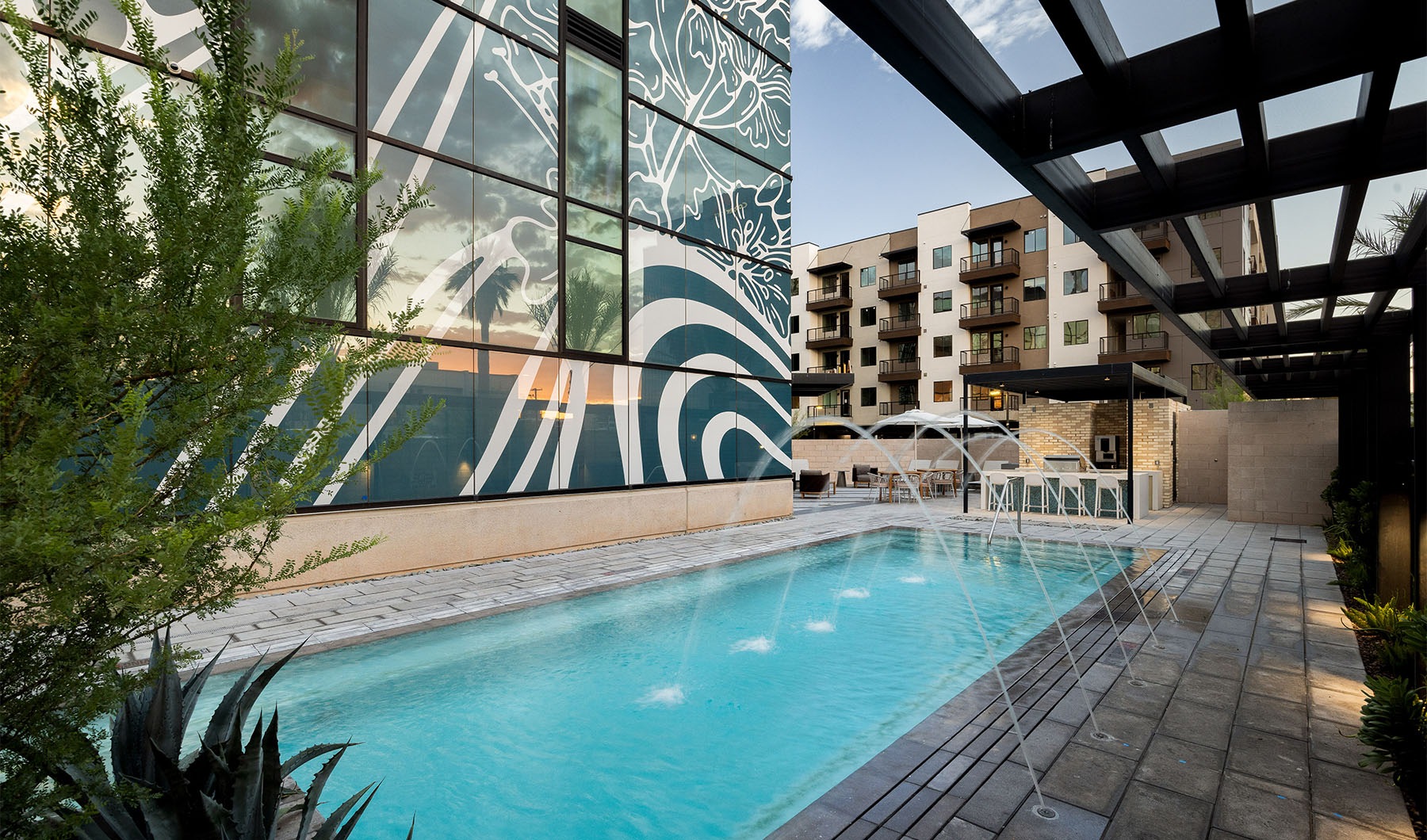 River to trail. City to forest. It's all yours. Sparkling pool with fountains